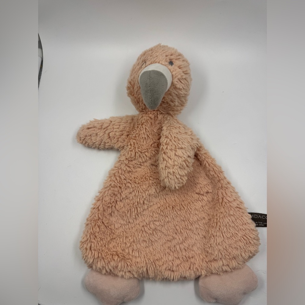 Demdaco Lovey Rattle Pink Flamingo Very Soft Minky Fleece Flat 12” Tall Soother